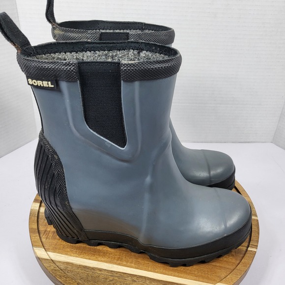 Sorel Joan Rain Wedge Chelsea Boots Quarry Black Grey NL2754-052 Womens 6.5 - Picture 2 of 11